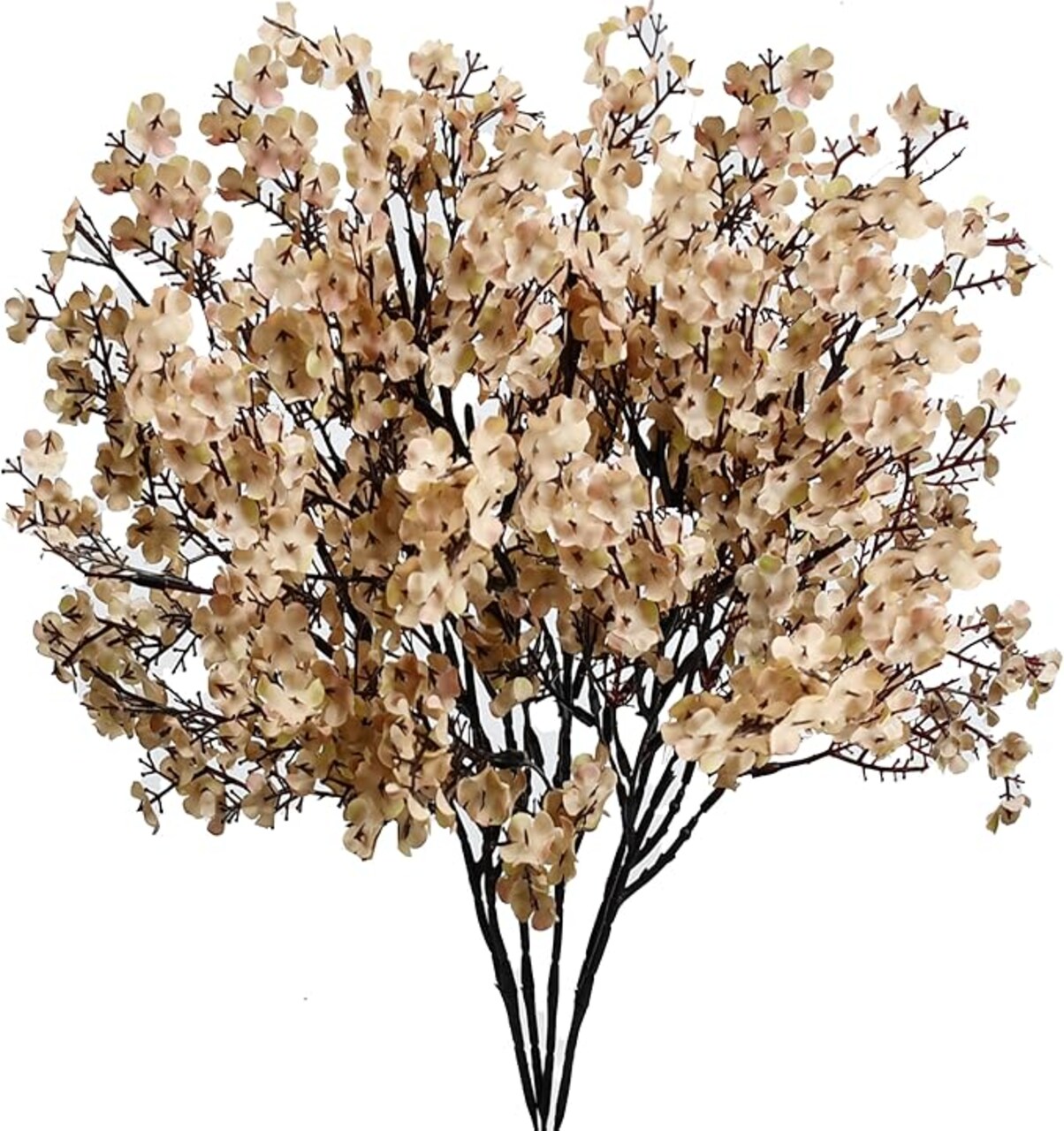Light Brown Artificial Baby’s Breath European Flowers 6 Bundles Silk Gypsophila with Bendable Stems for Fall Valentine's Day and Easter Centerpiece Wedding Decor and Table Arrangements